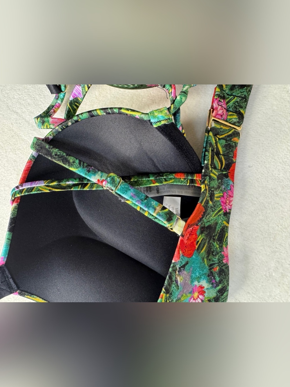 Victoria's Secret Tropical  Bombshell Floral Underwire Bikini Green Multi 36C/M - Picture 7 of 16